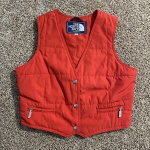 Vintage North Face Vest Womens 12 Quilted Insulated‎ Snap Front Outdoor USA 80s